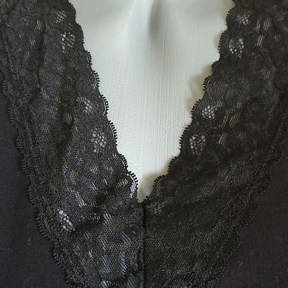 Laura Ashley Black Vneck Tank with Lace - Picture 4 of 4